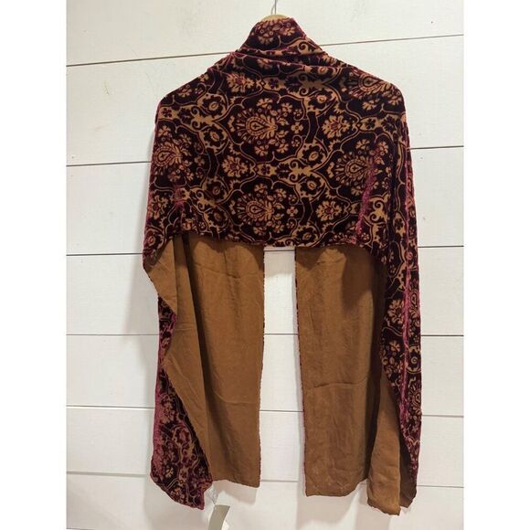 NWT Echo Velour Silk Silk Blend Scarf Wrap Shawl 80x20 Burgundy & Brown - Picture 6 of 7